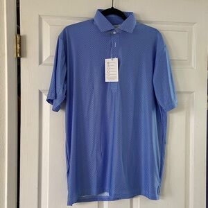 NWT Collars & Co. Featherweight Flex Polo Blue Mosaic Relaxed Fit Mens Size L